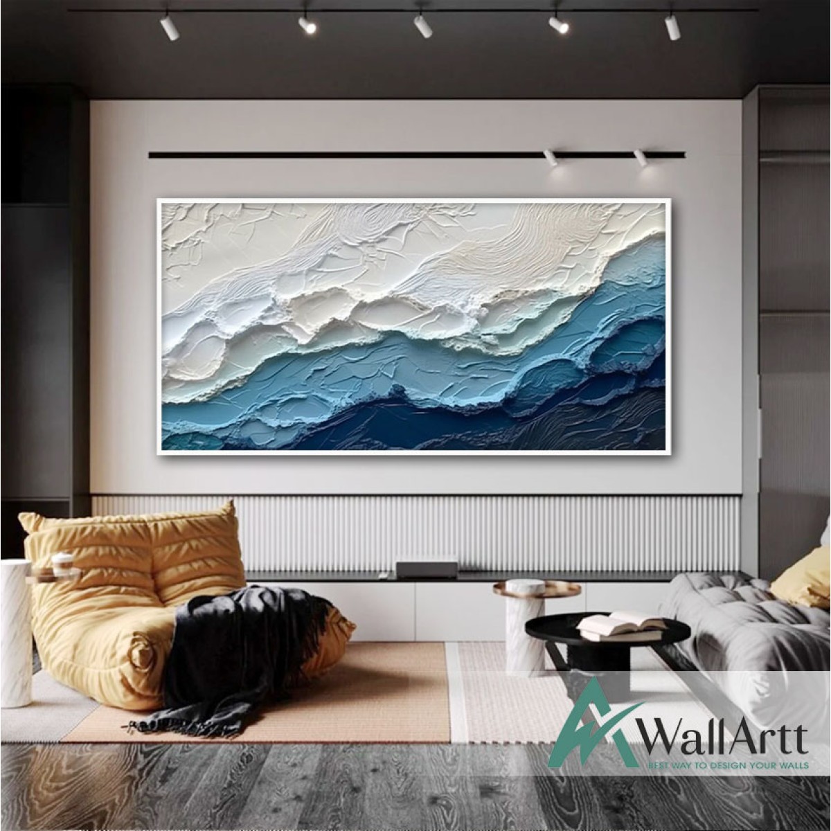 Abstract Waves III 3d Heavy Textured Partial Oil Painting